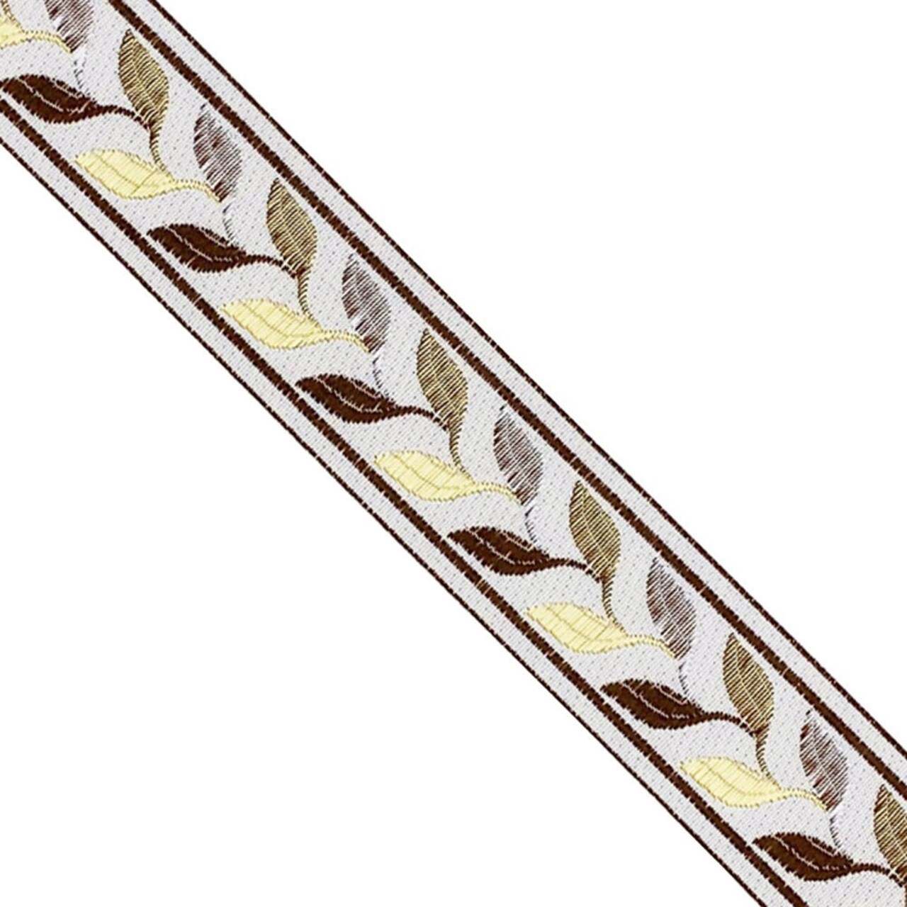 Designer’s Shop JR 769 Autumn Leaf Vine Jacquard Trim – 1-7/16” x 5 Yards – Earth Tone Woven Border